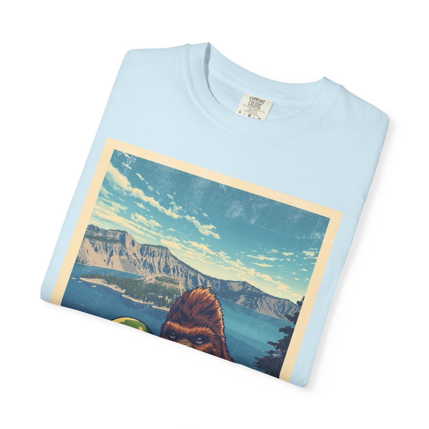 Crater Lake Alien & Bigfoot T-Shirt — National Park Adventure Tee