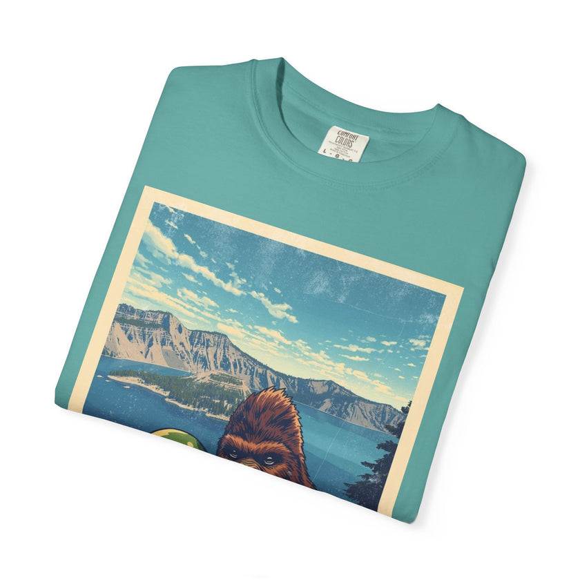 Crater Lake Alien & Bigfoot T-Shirt — National Park Adventure Tee