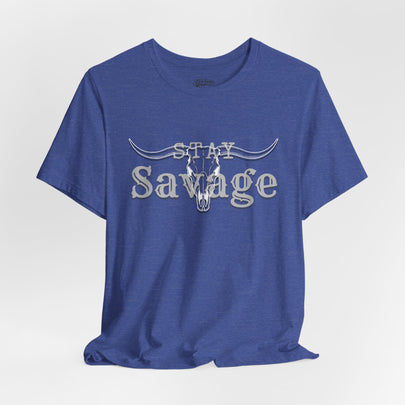 Stay Savage Longhorn Tee - Vintage Texas Skull T-Shirt