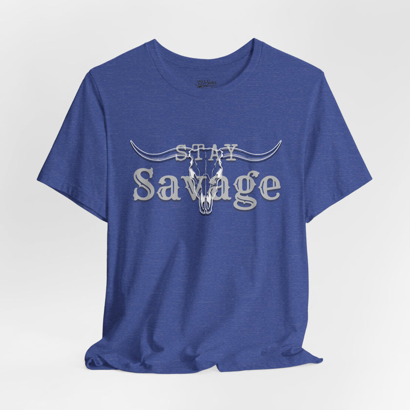 Stay Savage Longhorn Tee - Vintage Texas Skull T-Shirt