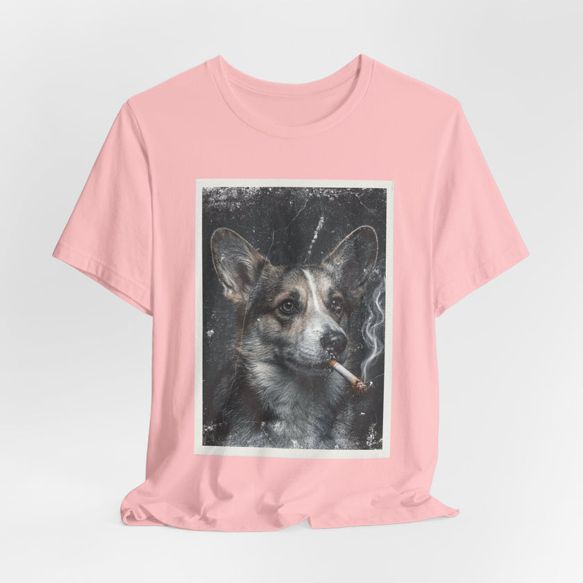 Smoking Corgi Graphic Tee – Retro Dog Portrait T-Shirt