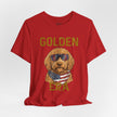 Golden Era Dog T-Shirt – American Flag Doodle with Sunglasses
