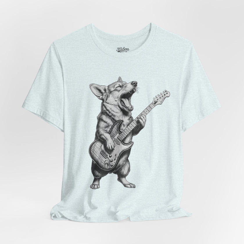 Corgi Rockstar T‑Shirt — Guitar Playing Dog Graphic Tee