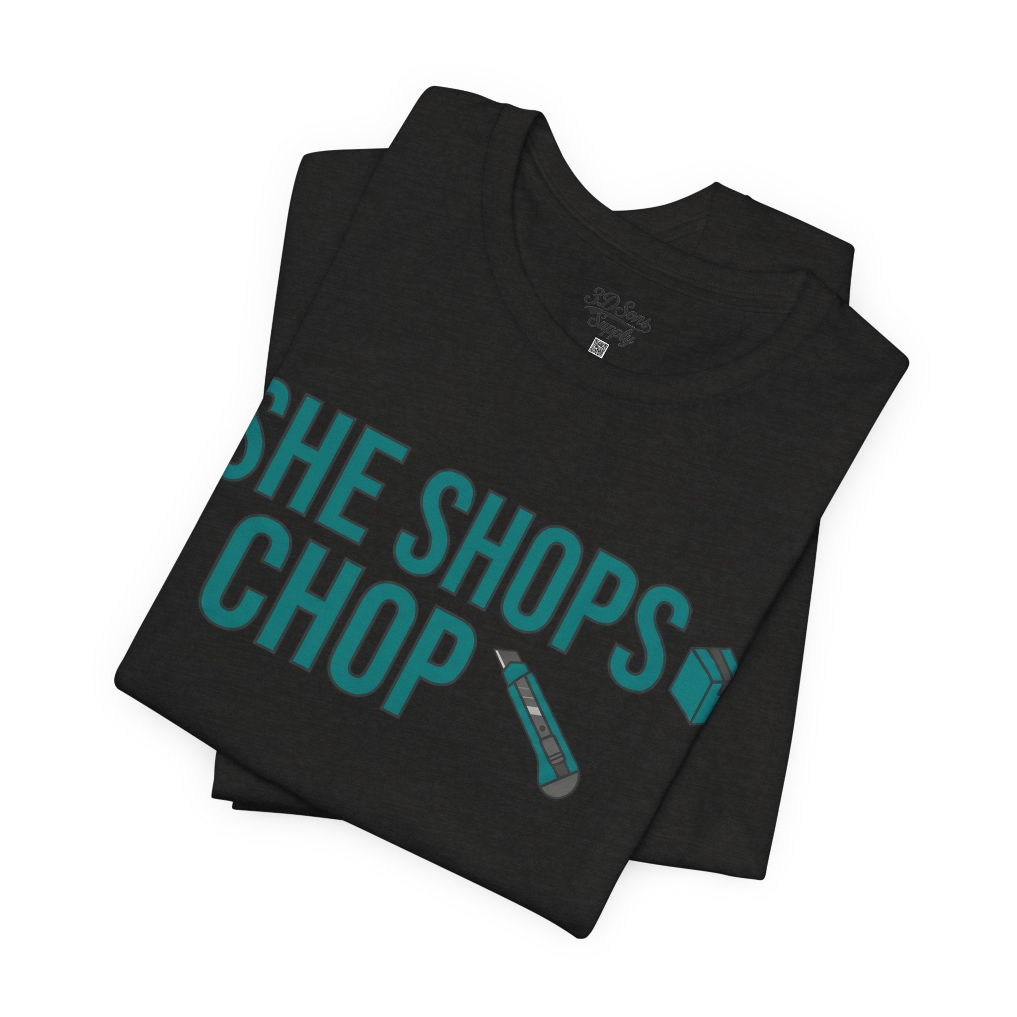 She Shops I Chop Couples T‑Shirt — Funny Husband Wife Gift