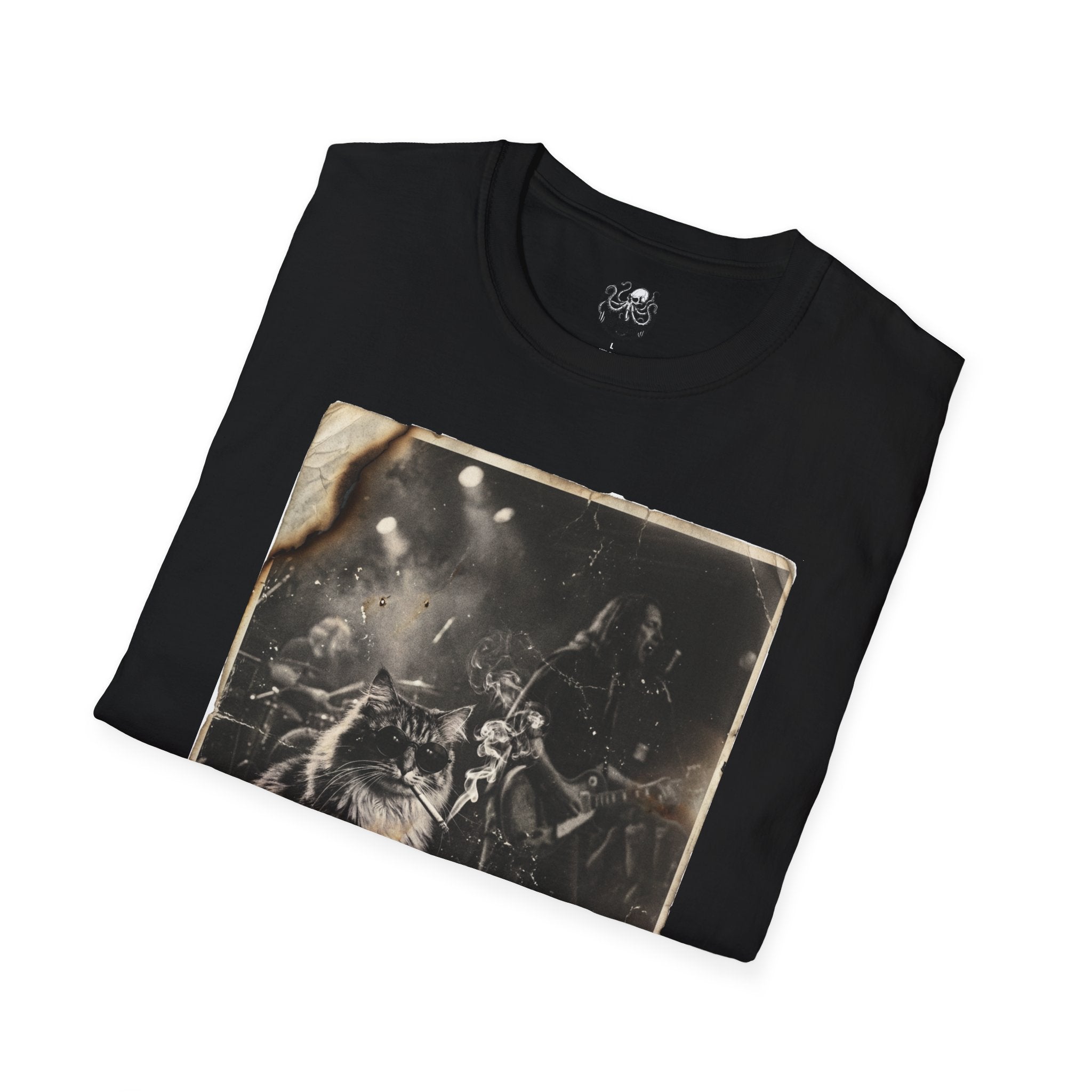 Vintage Rockstar Cat T-Shirt | Retro Rock Art Graphic Tee – 3D Sons Supply Co