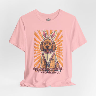 Easter Dog Tee — “Eggs Are Overrated...Treats Are Not” Goldendoodle Retro Graphic T-Shirt