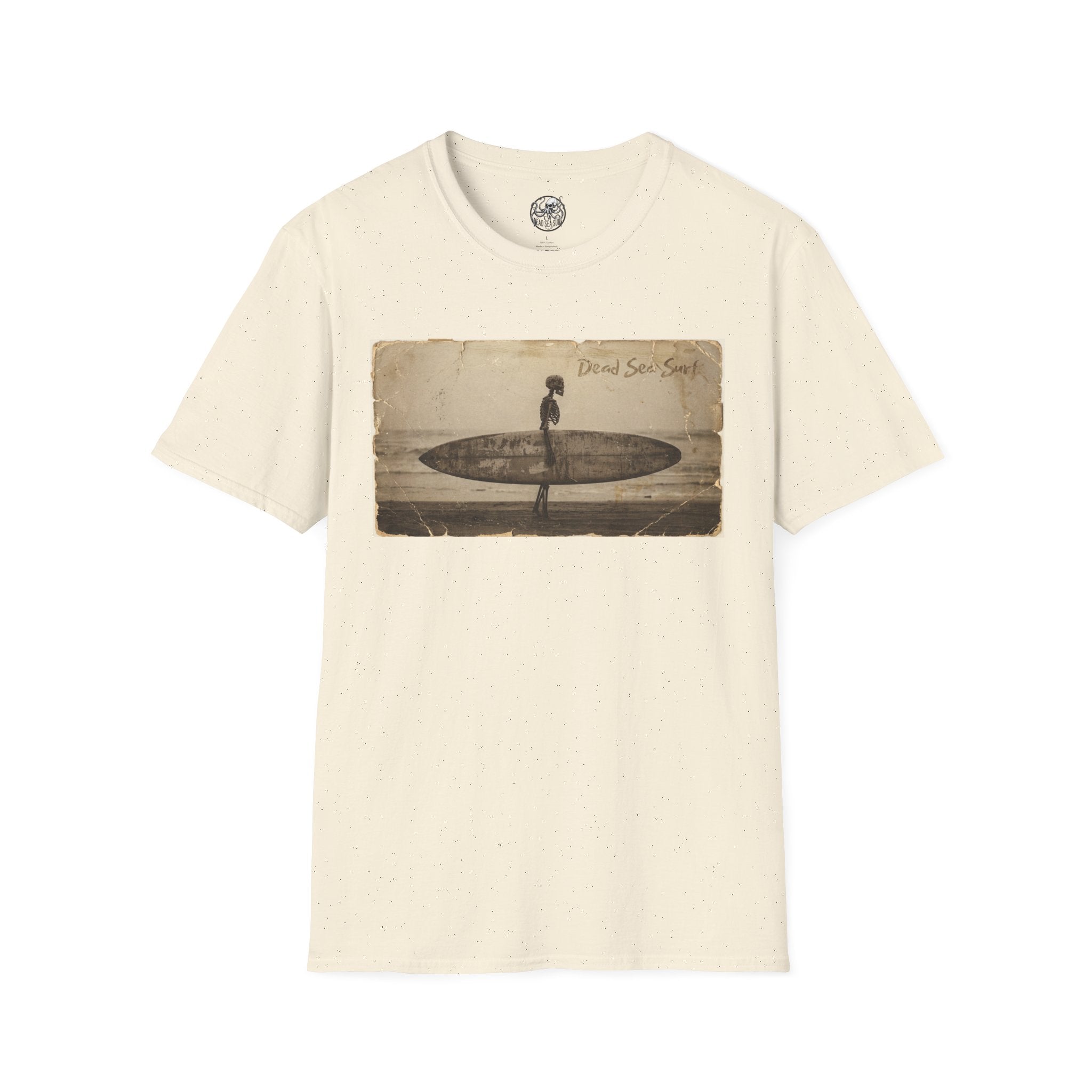 Vintage Skeleton Surfer Photograph T-Shirt | Retro Beach Surf Tee