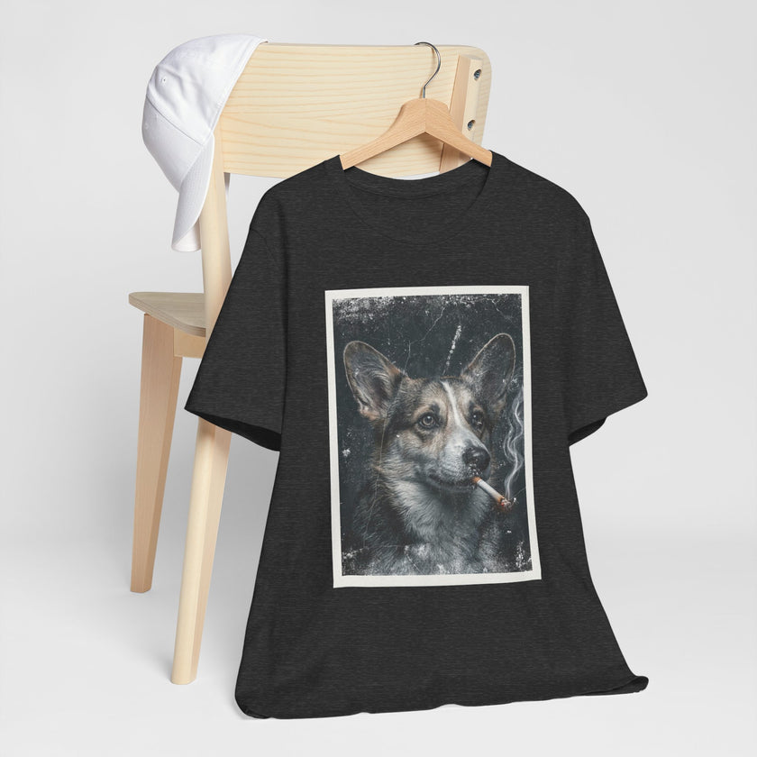 Smoking Corgi Graphic Tee – Retro Dog Portrait T-Shirt