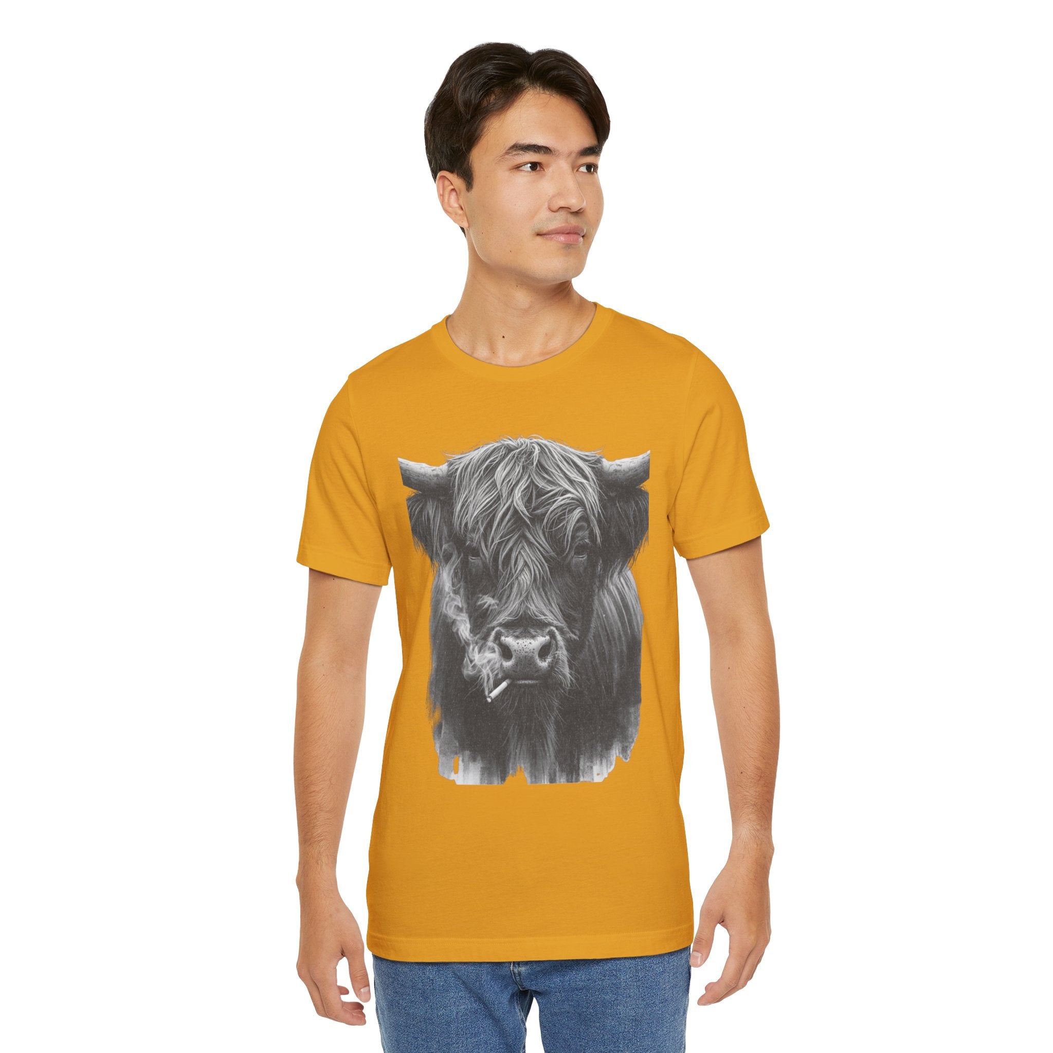 Highland Cow Smoking Tee — Vintage Highland Cattle Graphic T-Shirt