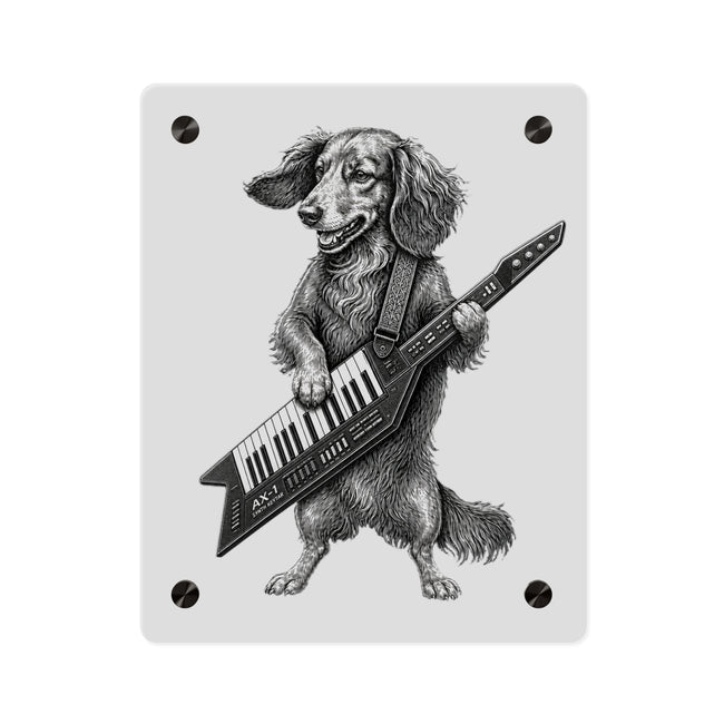 Dachshund Playing Keytar Acrylic Wall Art Panel