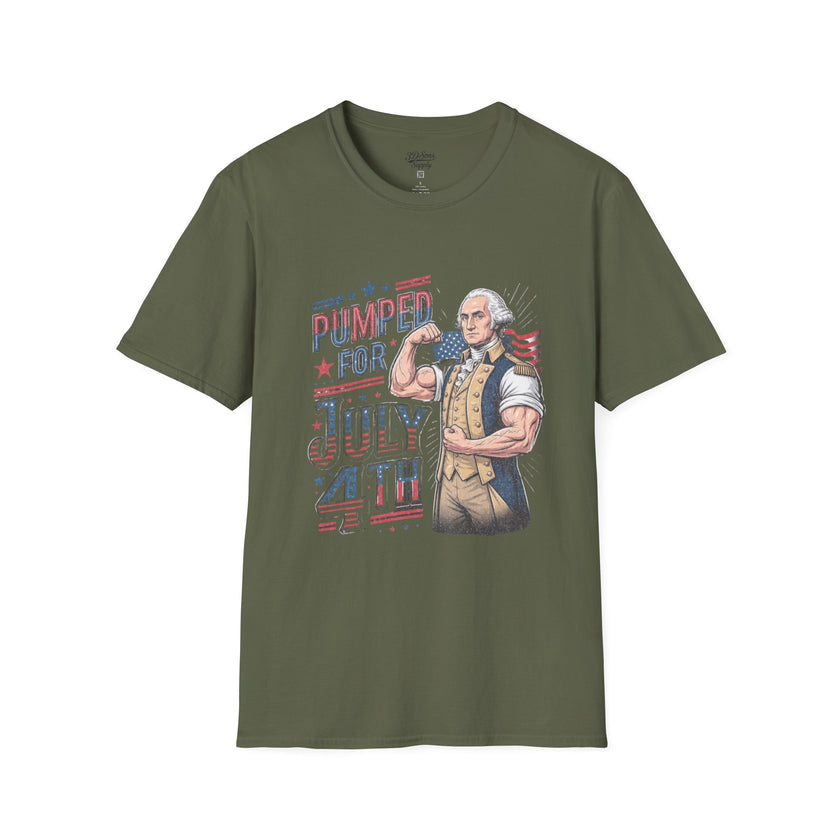 Pumped for July 4th George Washington T-Shirt | Funny Patriotic Tee