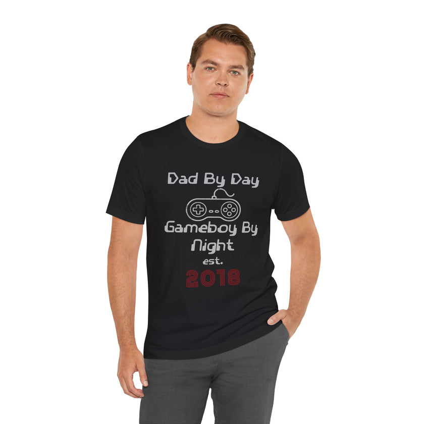 Personalized Dad By Day Gamer By Night T-Shirt,  90's Retro Controller Tee