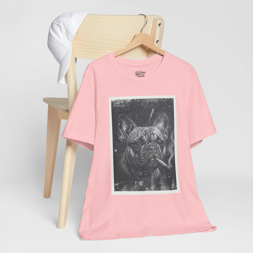 French Bulldog Smoking Graphic Tee — Retro Smoky Dog Art T-Shirt