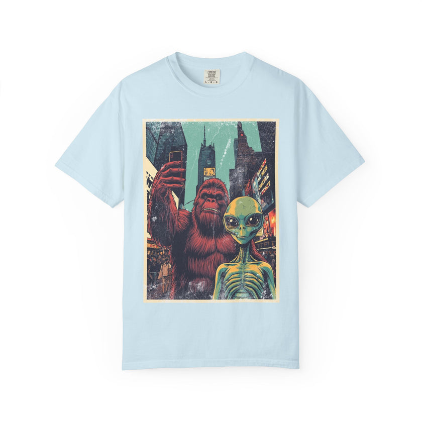 Alien & Bigfoot New York Times Square T-Shirt — Funny Urban Cryptid Tee