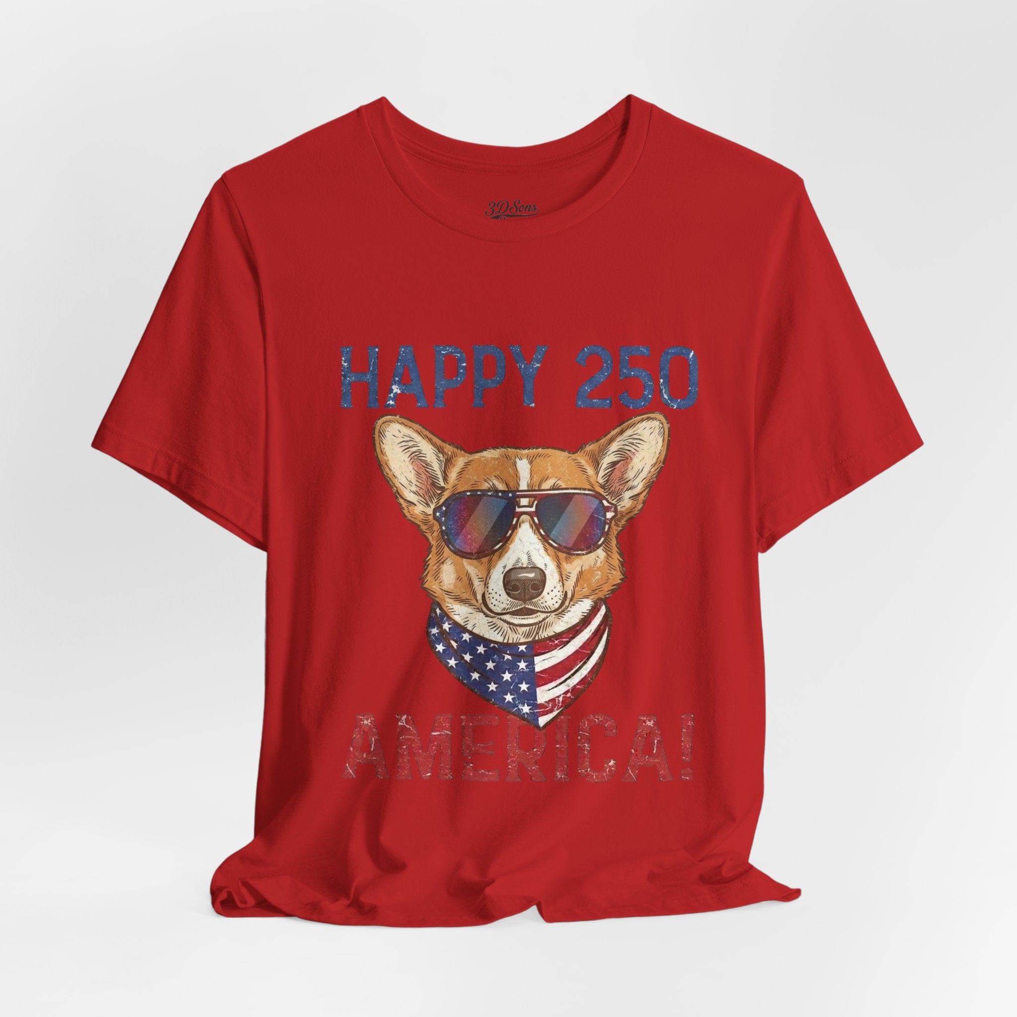 Happy 250 America! Corgi Sunglasses Patriotic Tee