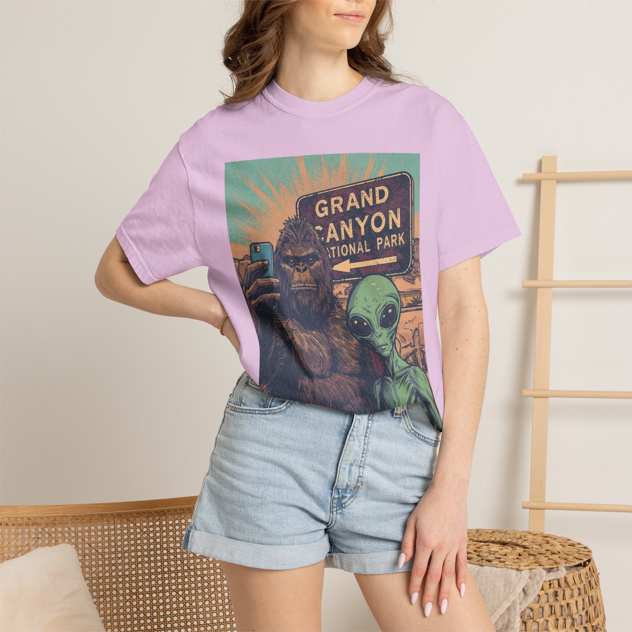 Bigfoot & Alien Grand Canyon T-Shirt — Funny National Park Tee