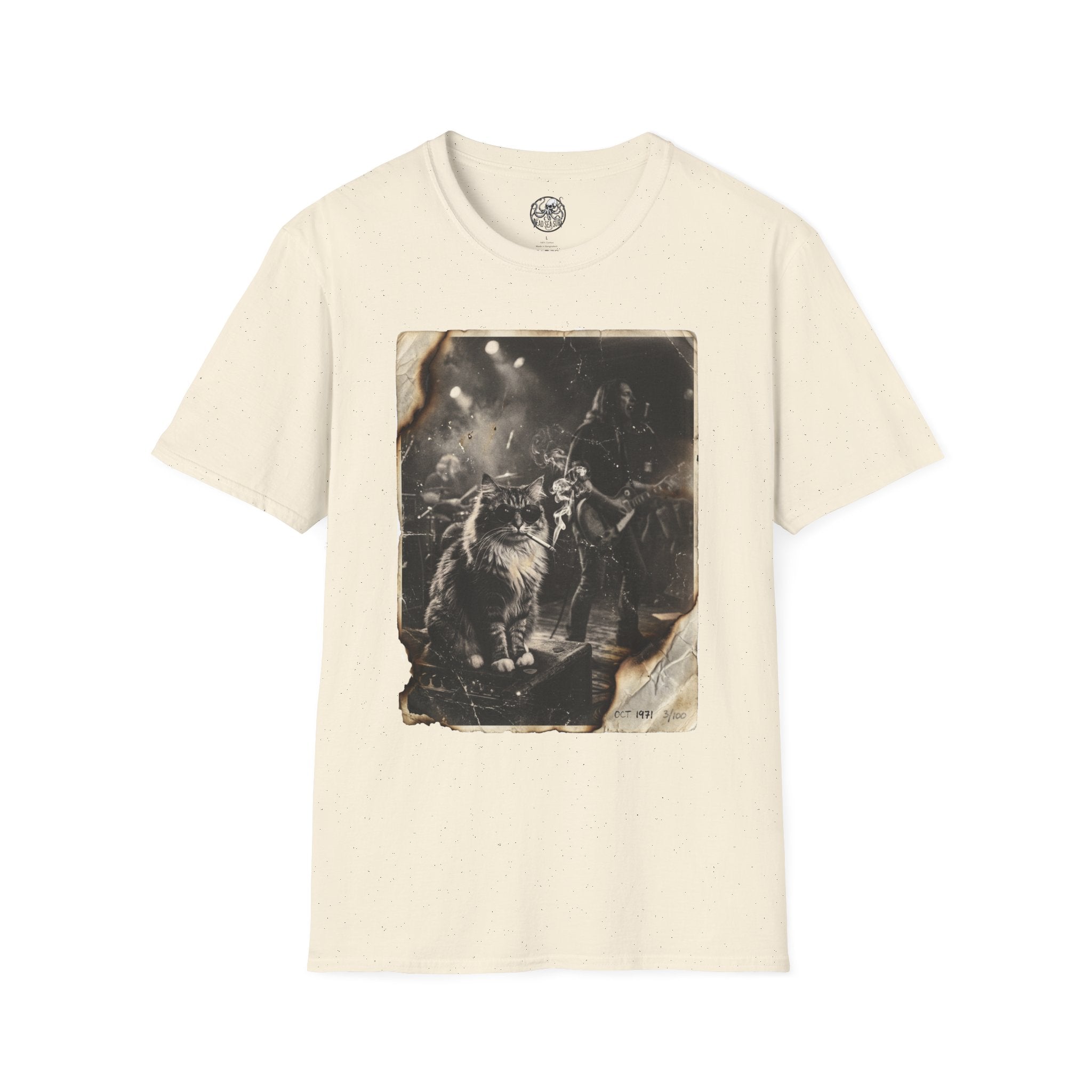 Vintage Rockstar Cat T-Shirt | Retro Rock Art Graphic Tee – 3D Sons Supply Co