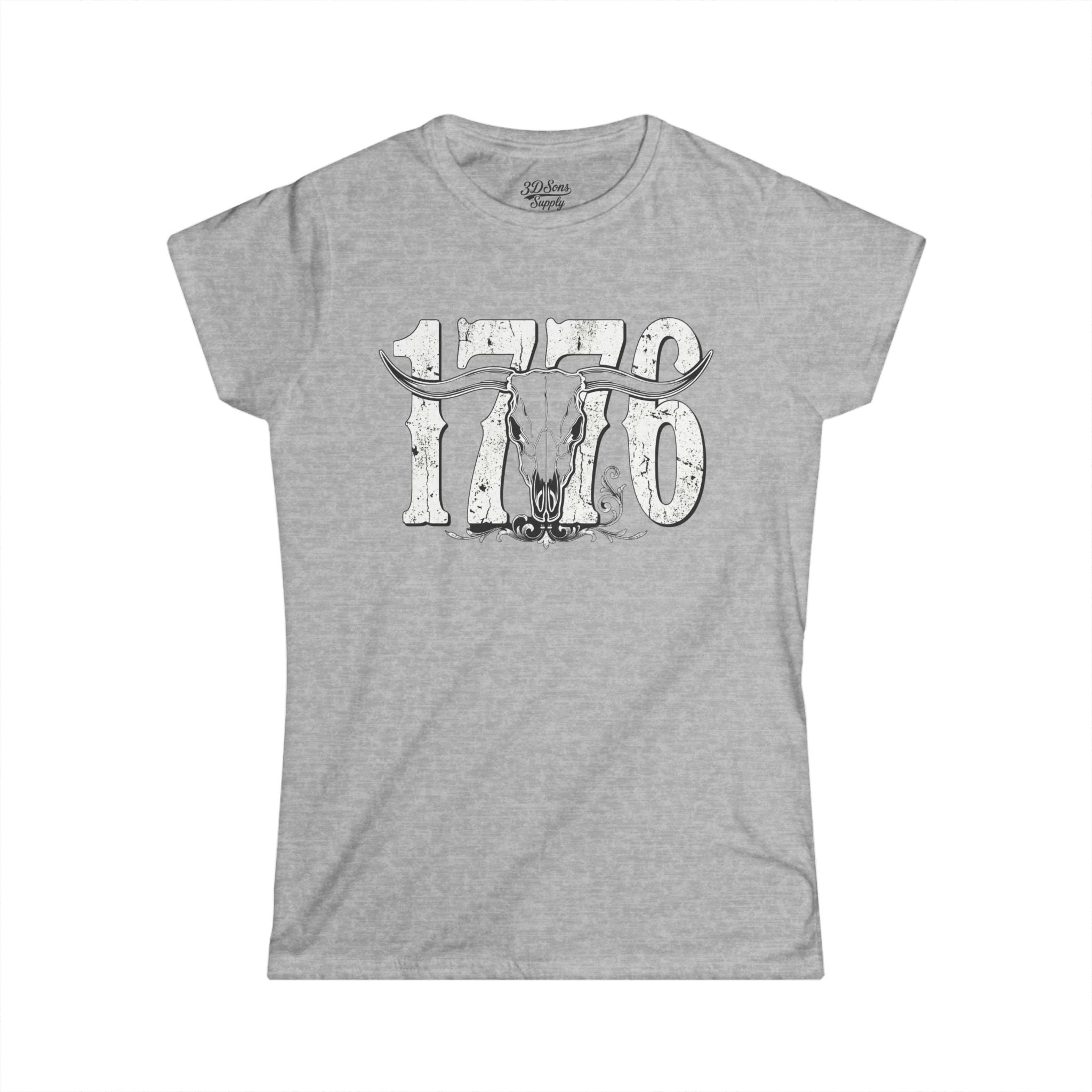 1776 Longhorn Skull Women's Tee — Rugged Western Graphic Shirt