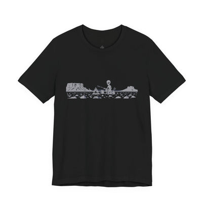 Alien Spaceship Campfire Illustration, Minimalist Landscape
