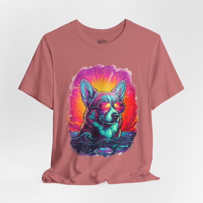 Corgi Retro 90s Vice City T-Shirt — Vintage Neon Dog Tee