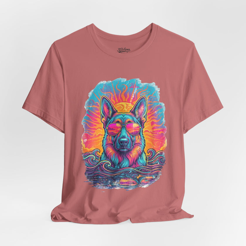 German Shepherd Retro 90s Vice City Tee