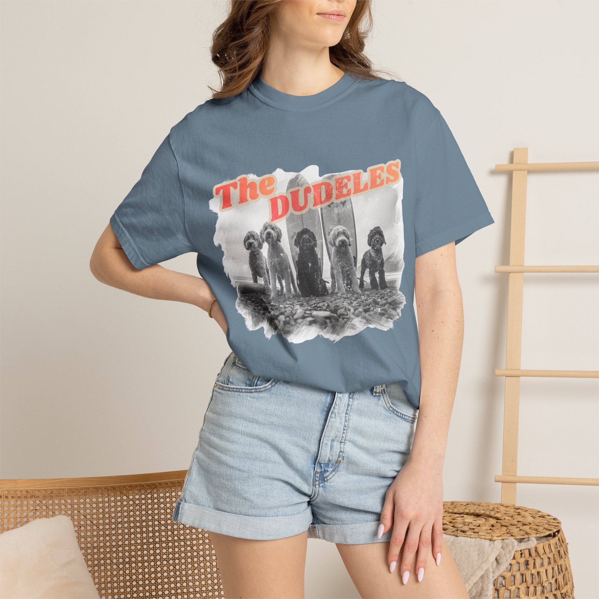 The Dudeles Dog Surfer T-Shirt | Doodle Breed Surfing Design