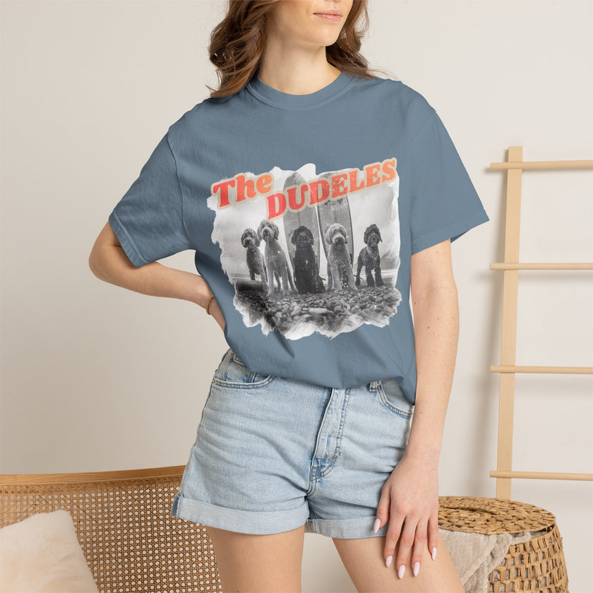 The Dudeles Dog Surfer T-Shirt | Doodle Breed Surfing Design