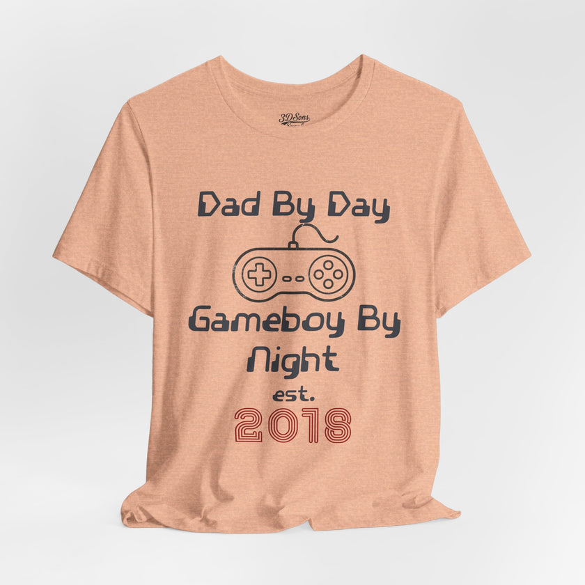 Personalized Dad By Day Gamer By Night T-Shirt,  90's Retro Controller Tee