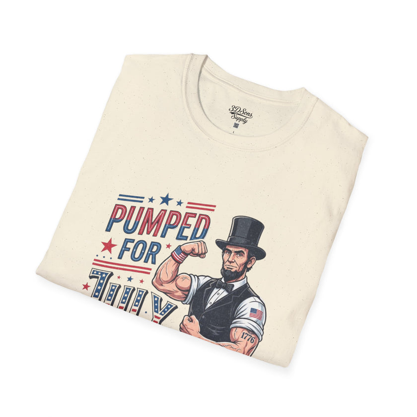 Pumped for July 4th Abraham Lincoln T-Shirt | Funny Patriotic Tee