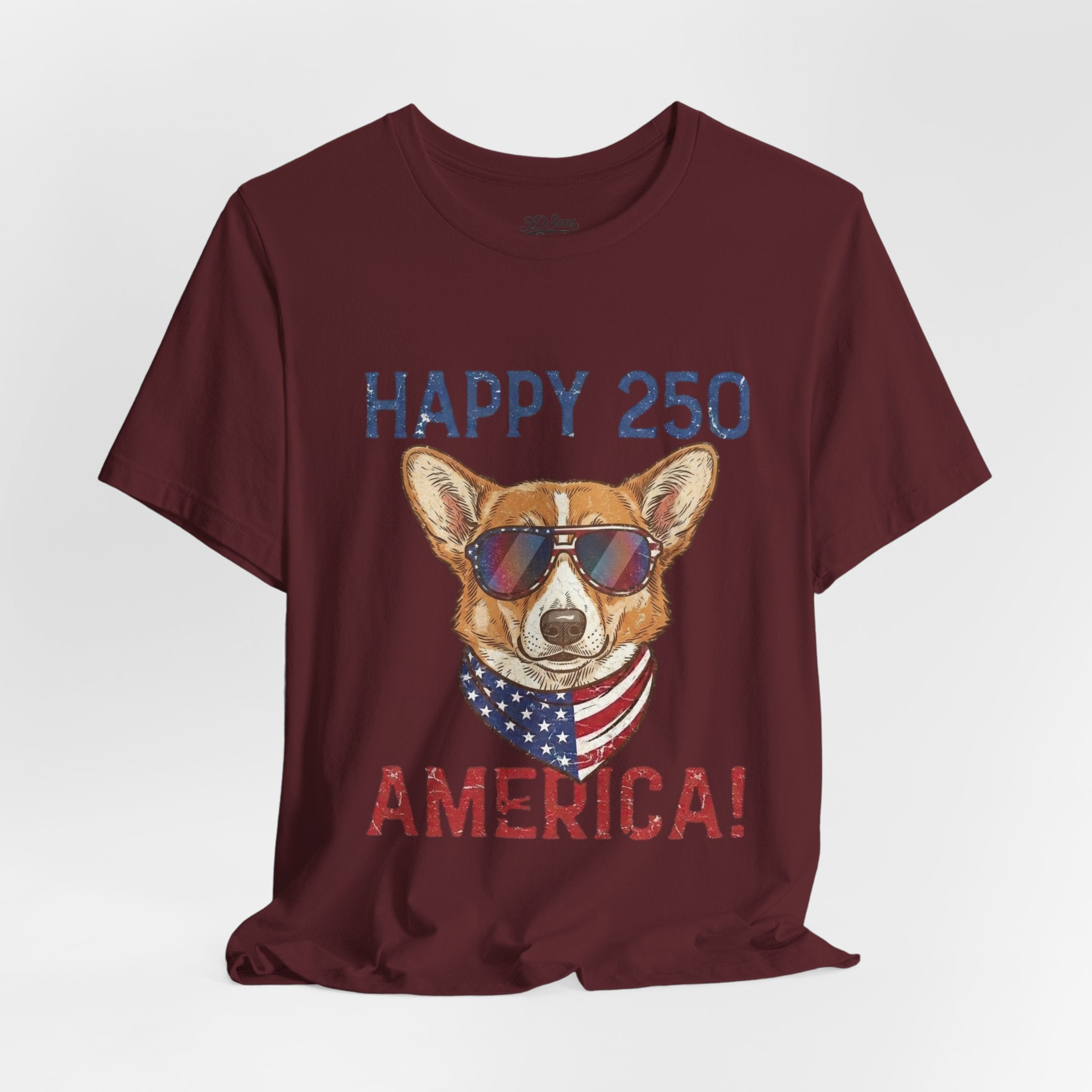 Happy 250 America! Corgi Sunglasses Patriotic Tee