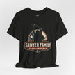 Sawyer Family Chainsaw Repair Graphic Tee — Vintage Horror Movie Logo T-Shirt