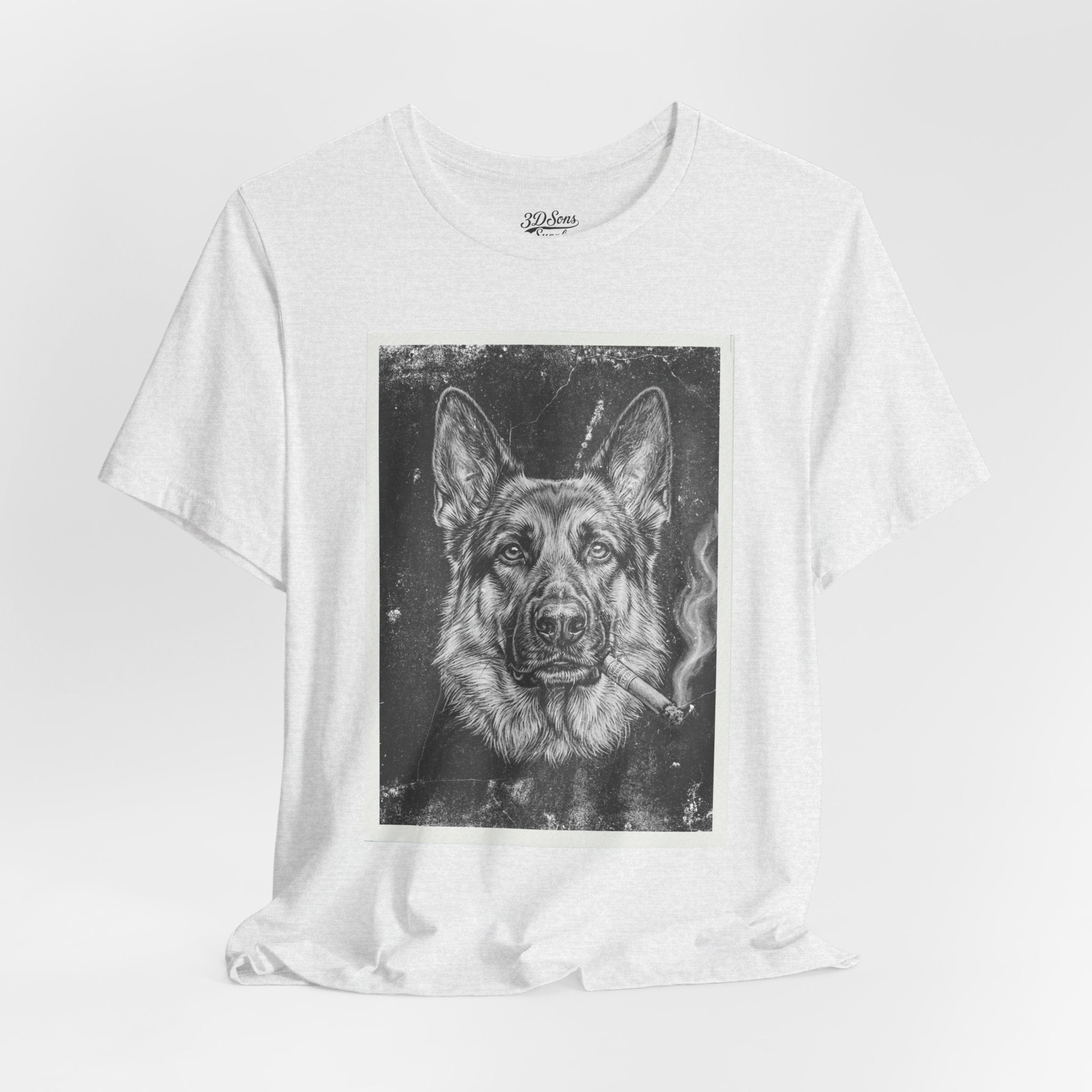 German Shepard Smoke Photo Tee — Vintage Pup Graphic T-Shirt
