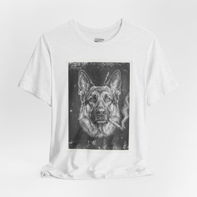 German Shepard Smoke Photo Tee — Vintage Pup Graphic T-Shirt