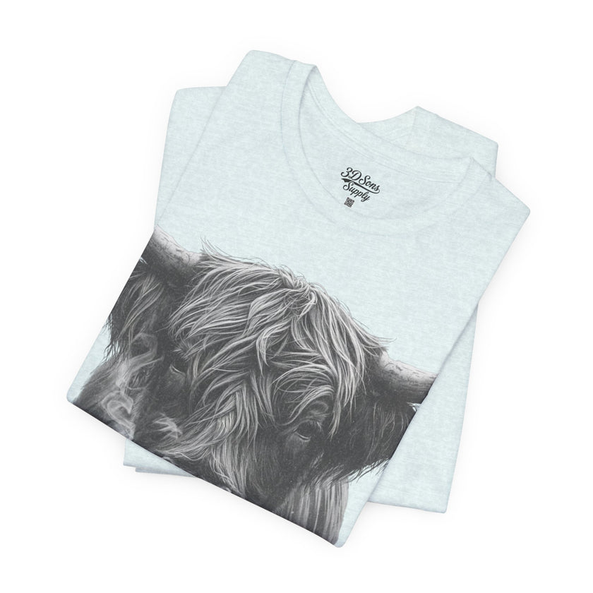 Highland Cow Smoking Tee — Vintage Highland Cattle Graphic T-Shirt