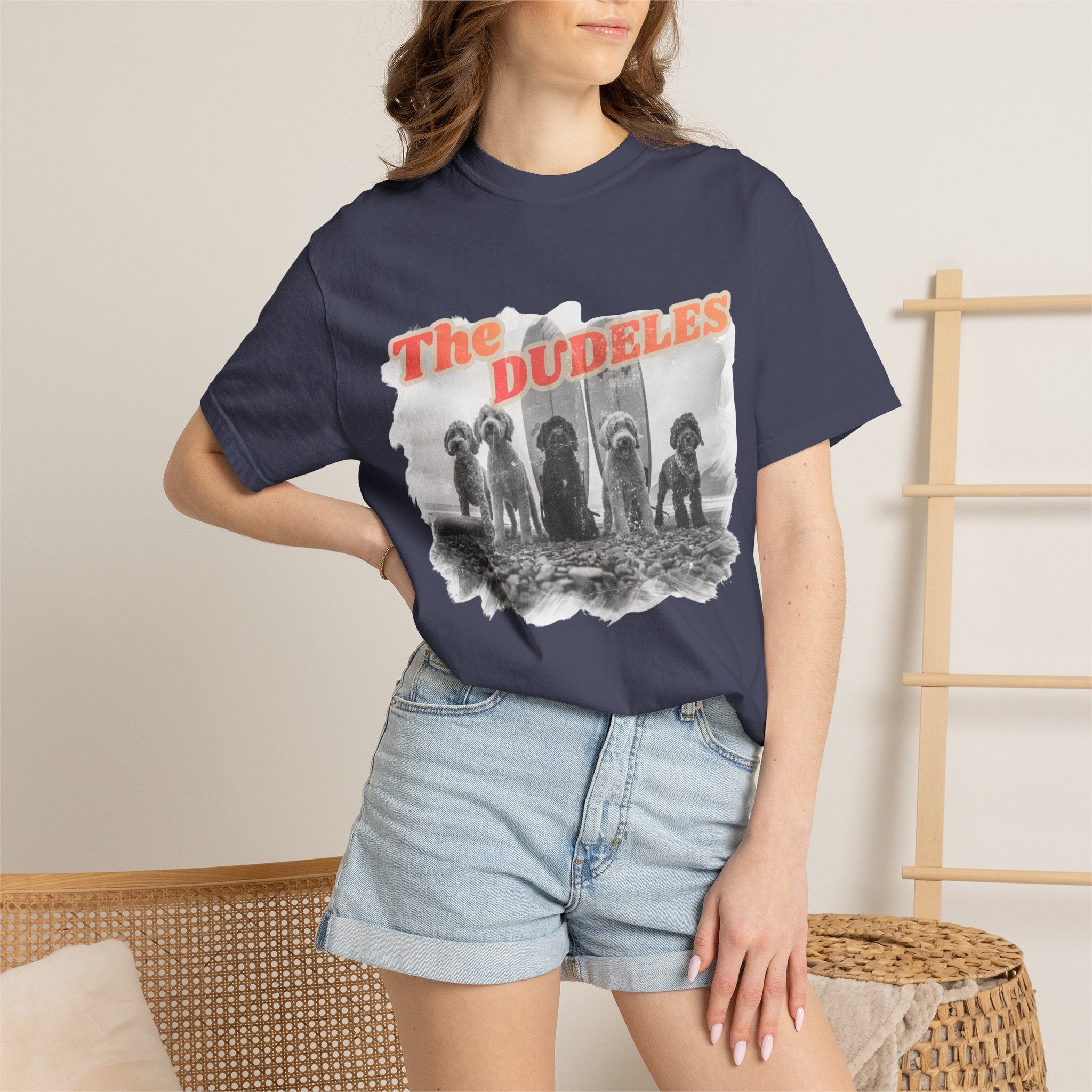 The Dudeles Dog Surfer T-Shirt | Doodle Breed Surfing Design