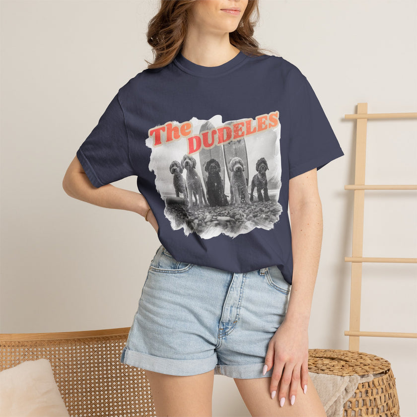 The Dudeles Dog Surfer T-Shirt | Doodle Breed Surfing Design