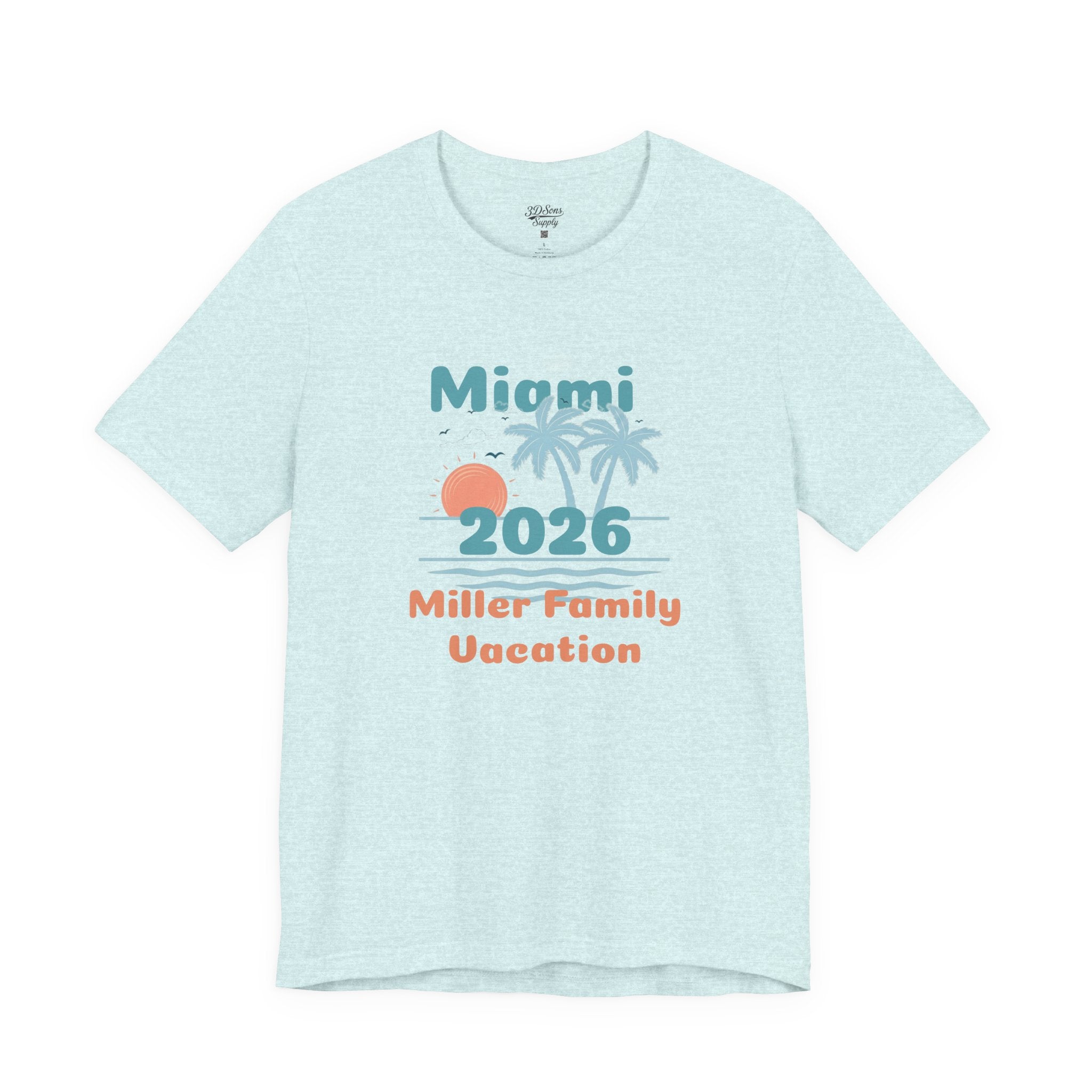 Personalized Family Beach T-Shirt — Custom Family Name, Location, Year with Beach Design
