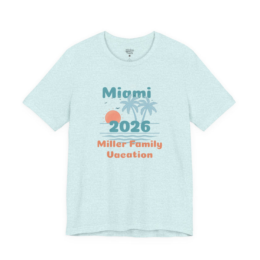 Personalized Family Beach T-Shirt — Custom Family Name, Location, Year with Beach Design