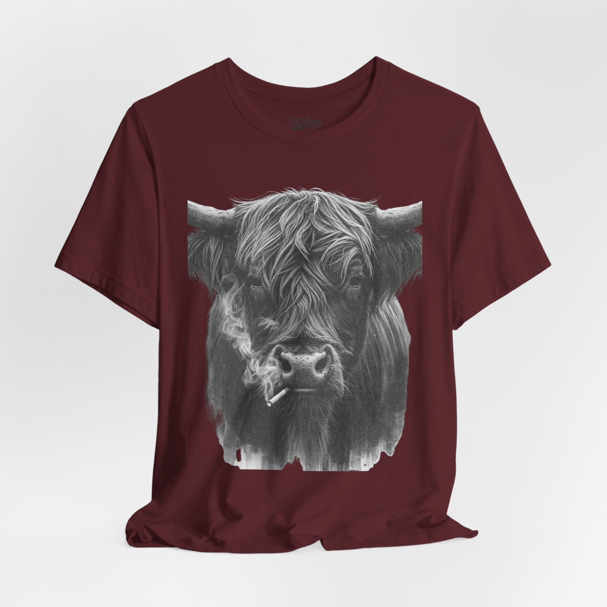 Highland Cow Smoking Tee — Vintage Highland Cattle Graphic T-Shirt