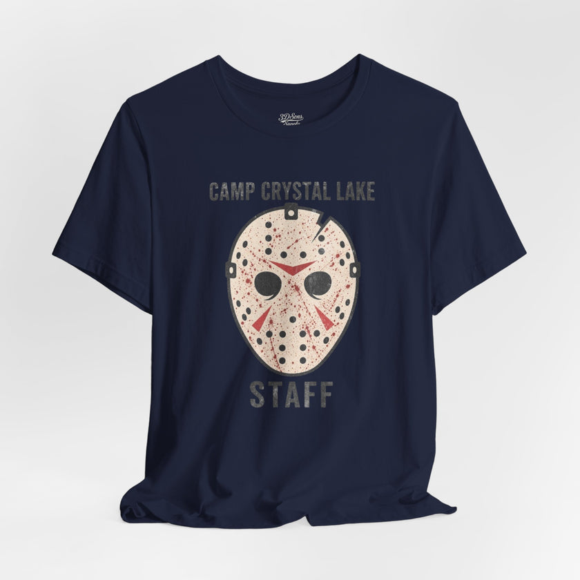 Camp Crystal Lake Staff T-Shirt — Horror Mask Vintage Tee