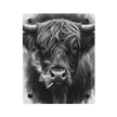 Smoking Highland Cow Acrylic Wall Art Panel | Black White Highland Bull Print