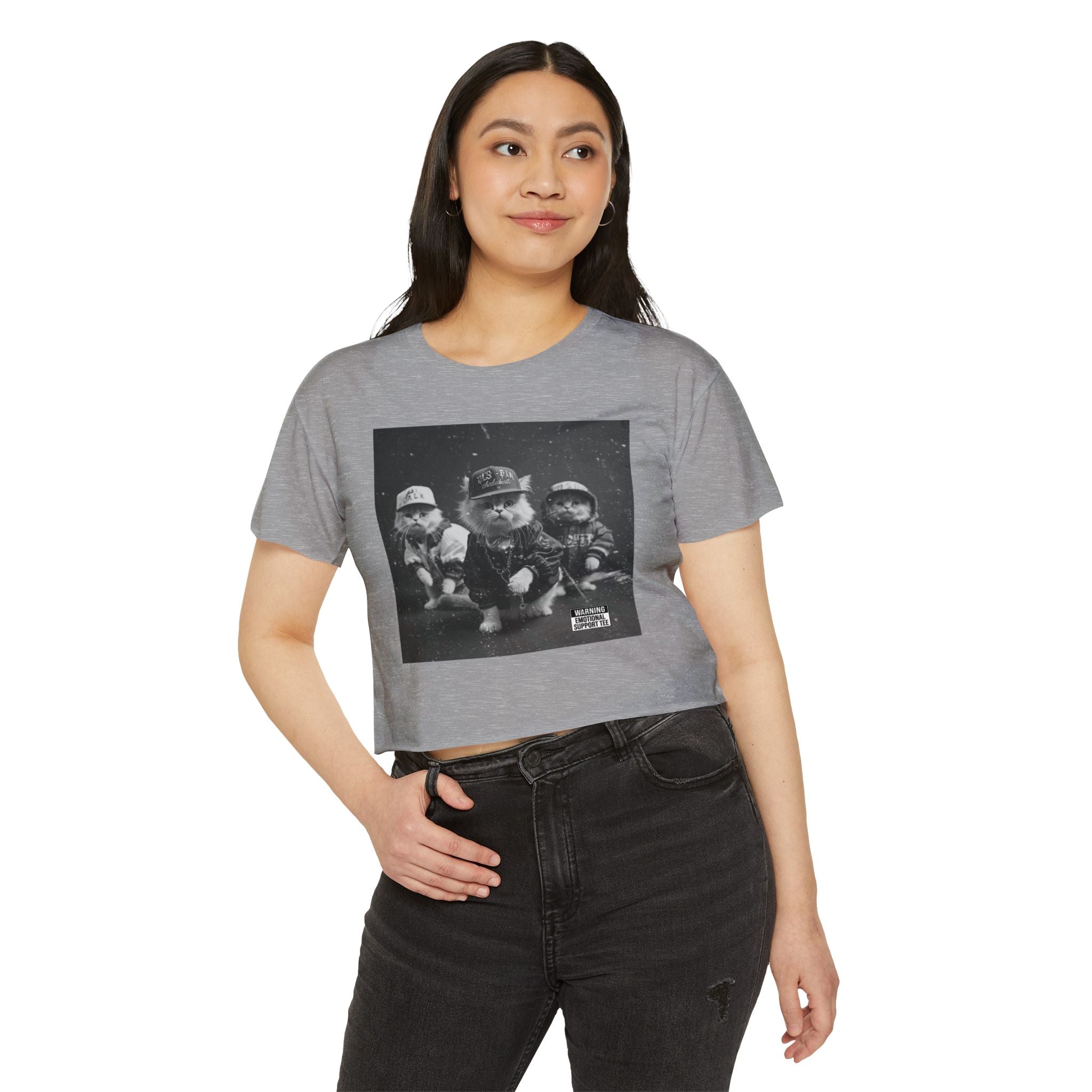 Hip Hop Kittens 90s Album Cover Crop Top | Funny Cat Graphic Tee – 3D Sons Supply Co