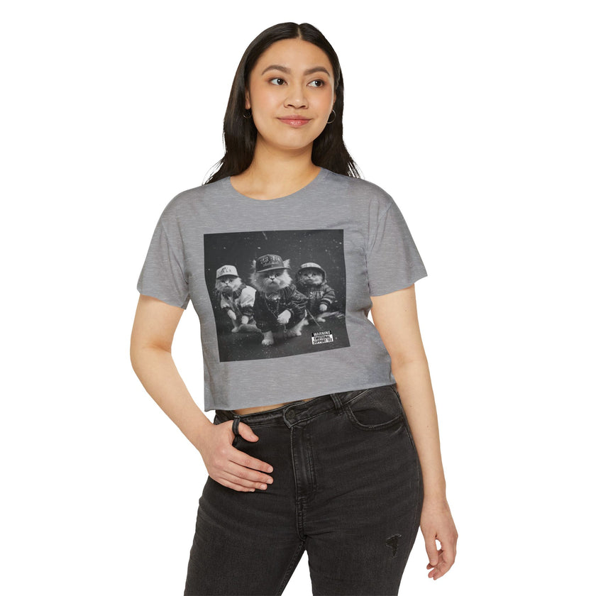 Hip Hop Kittens 90s Album Cover Crop Top | Funny Cat Graphic Tee – 3D Sons Supply Co