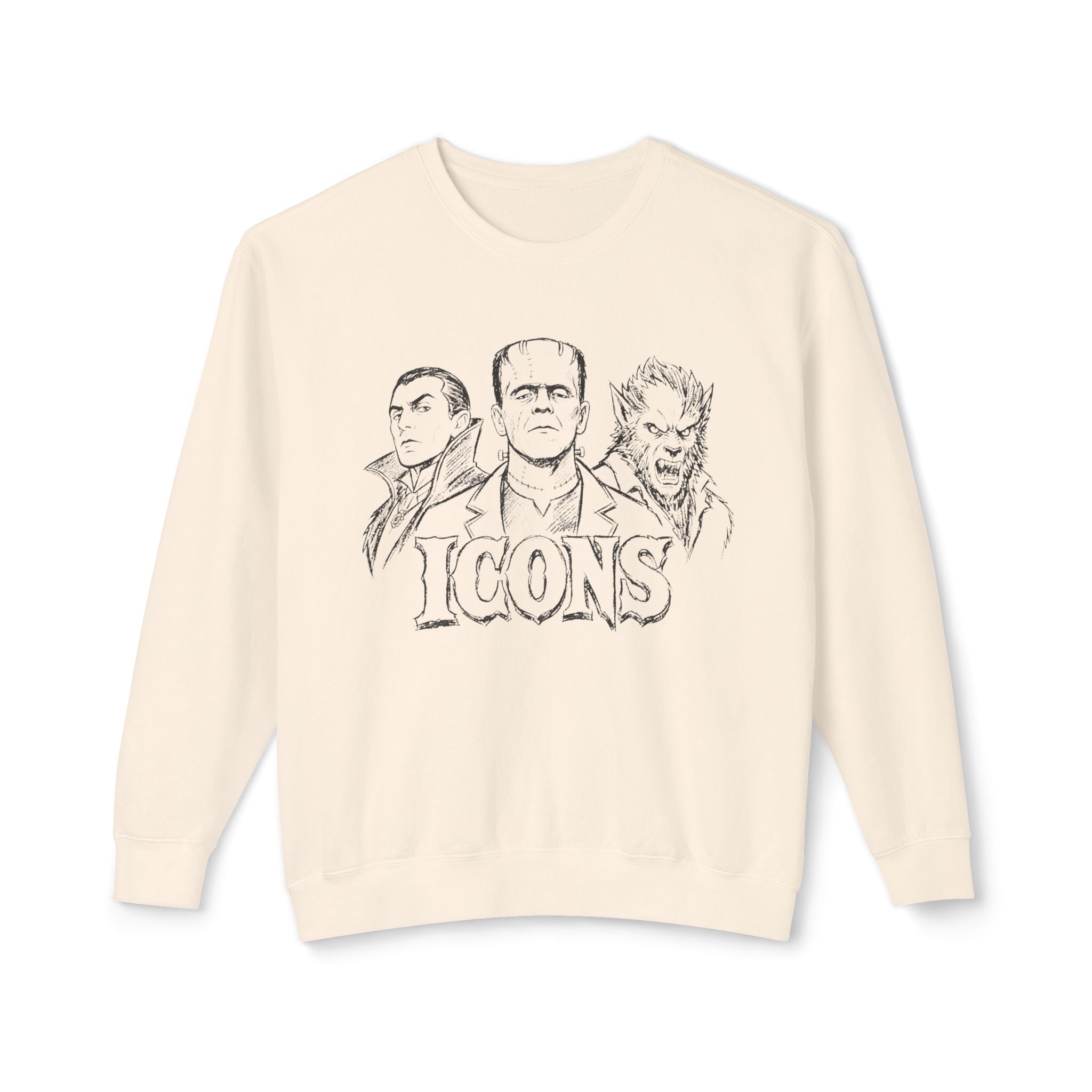 Classic Monster Icons Sweatshirt | Frankenstein Dracula Wolfman Crewneck