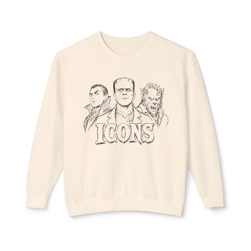Classic Monster Icons Sweatshirt | Frankenstein Dracula Wolfman Crewneck