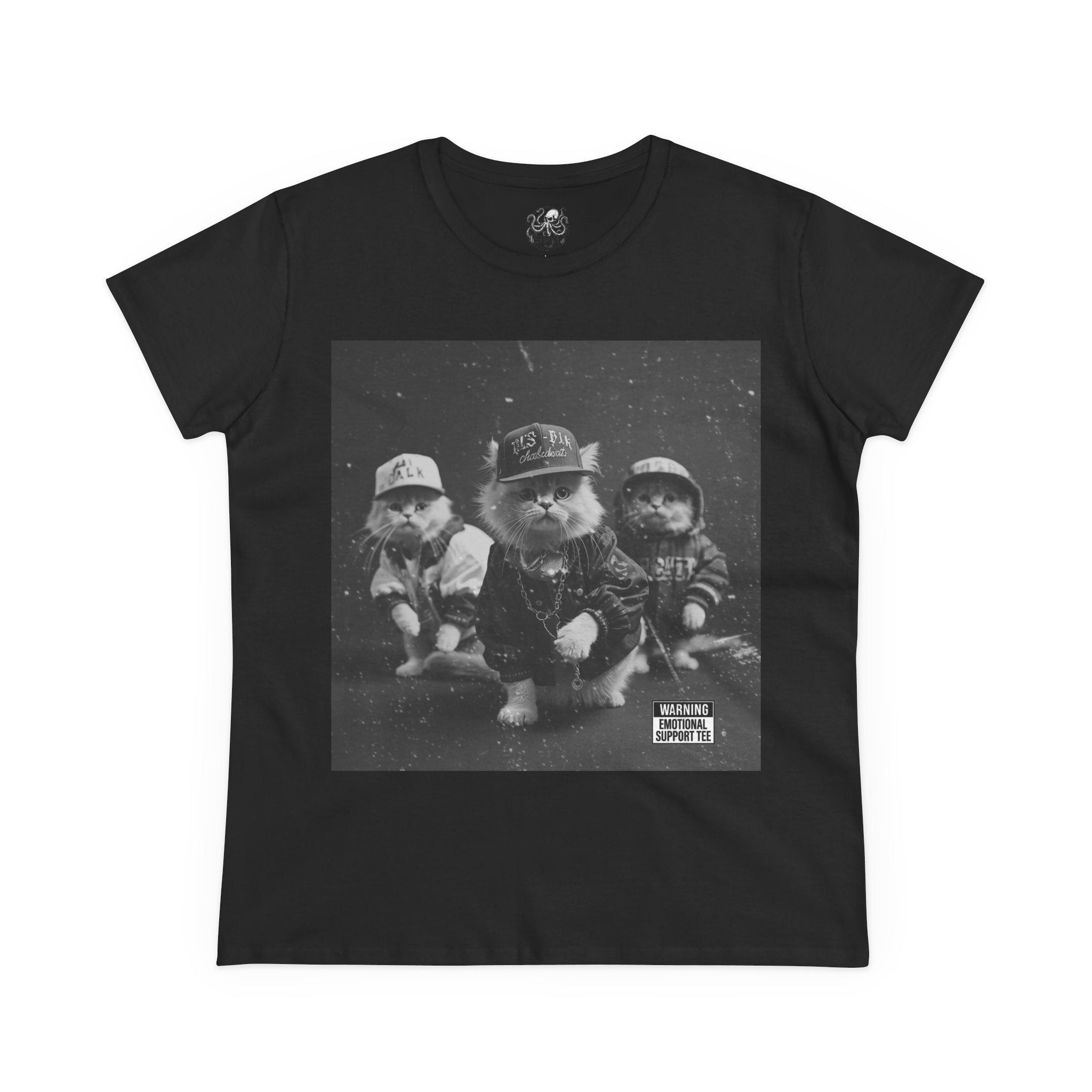 Women's 90s Kitten Hip Hop Album Cover Tee | Kittens Dressed as Rappers