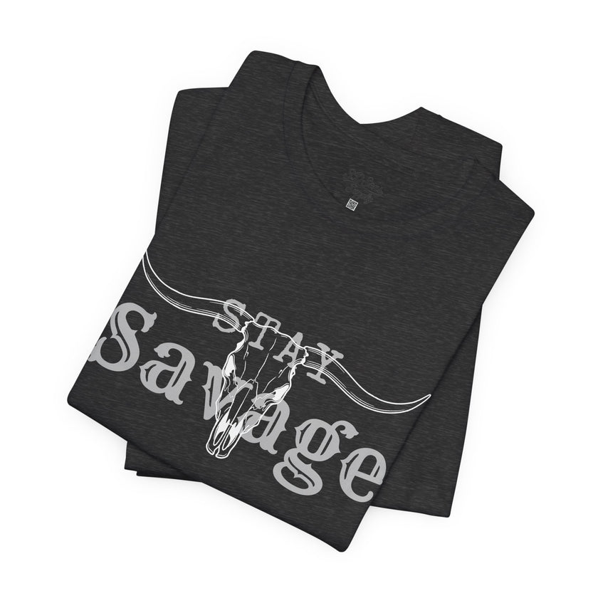 Stay Savage Longhorn Tee - Vintage Texas Skull T-Shirt