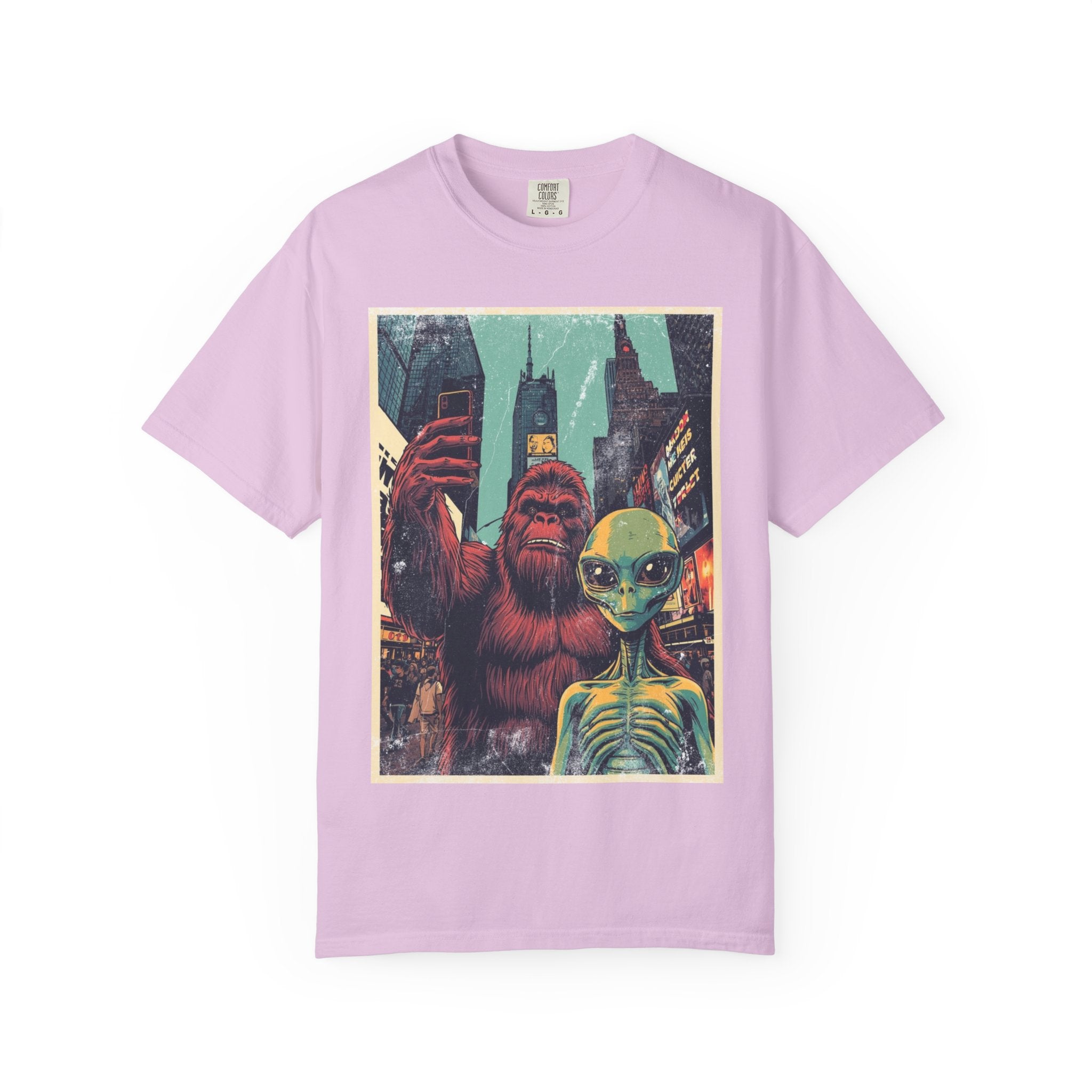 Alien & Bigfoot New York Times Square T-Shirt — Funny Urban Cryptid Tee