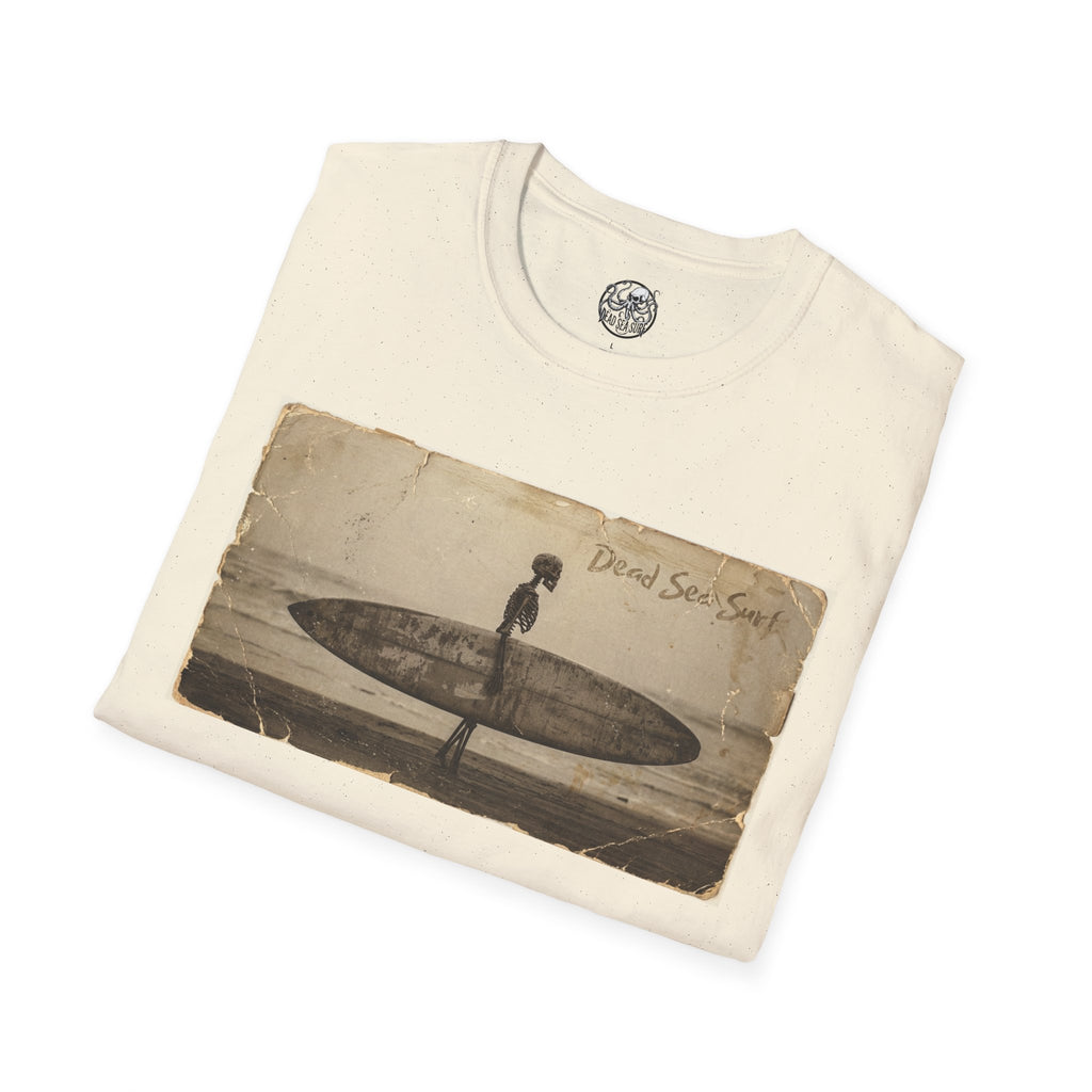 Vintage Skeleton Surfer Photograph T-Shirt | Retro Beach Surf Tee