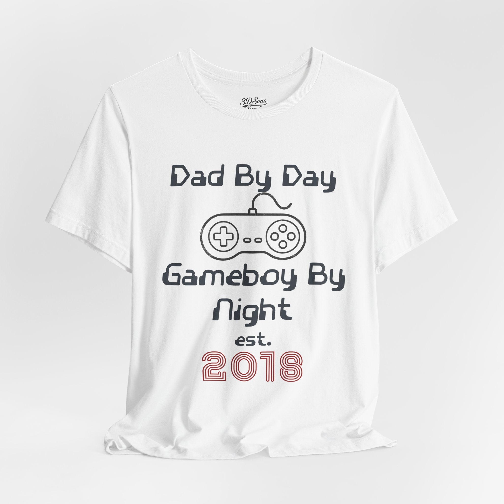 Personalized Dad By Day Gamer By Night T-Shirt,  90's Retro Controller Tee